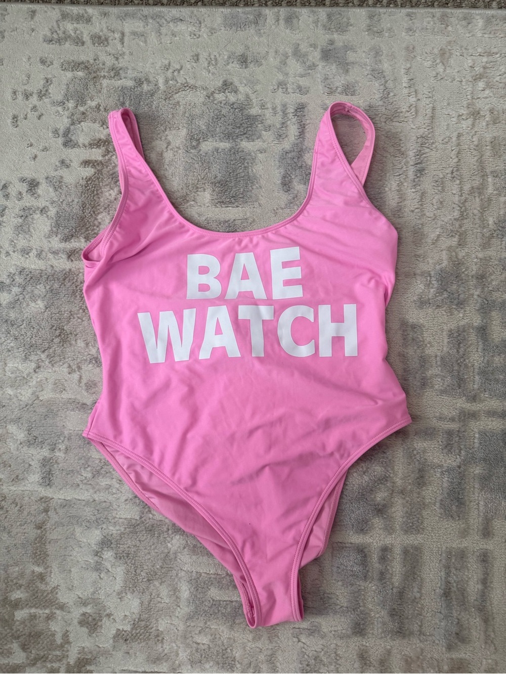 Forever 21 Hot Pink Graphic 'BAE WATCH' One-Piece Swimsuit